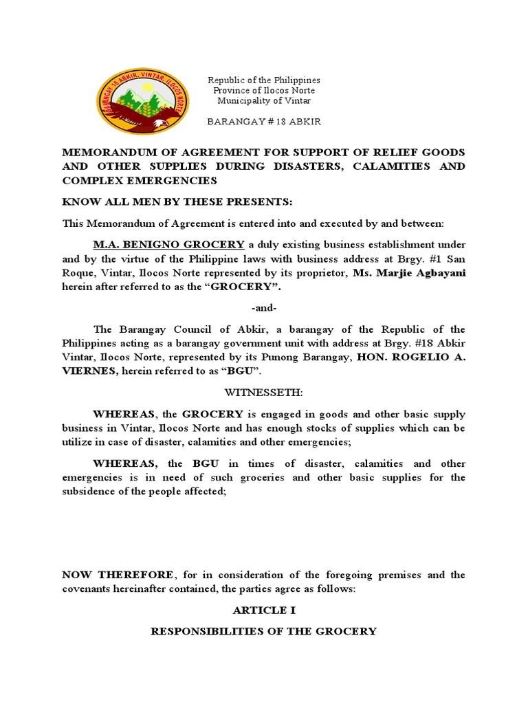 Abkir MOA & Resolution To Grocery | PDF | Common Law | Government