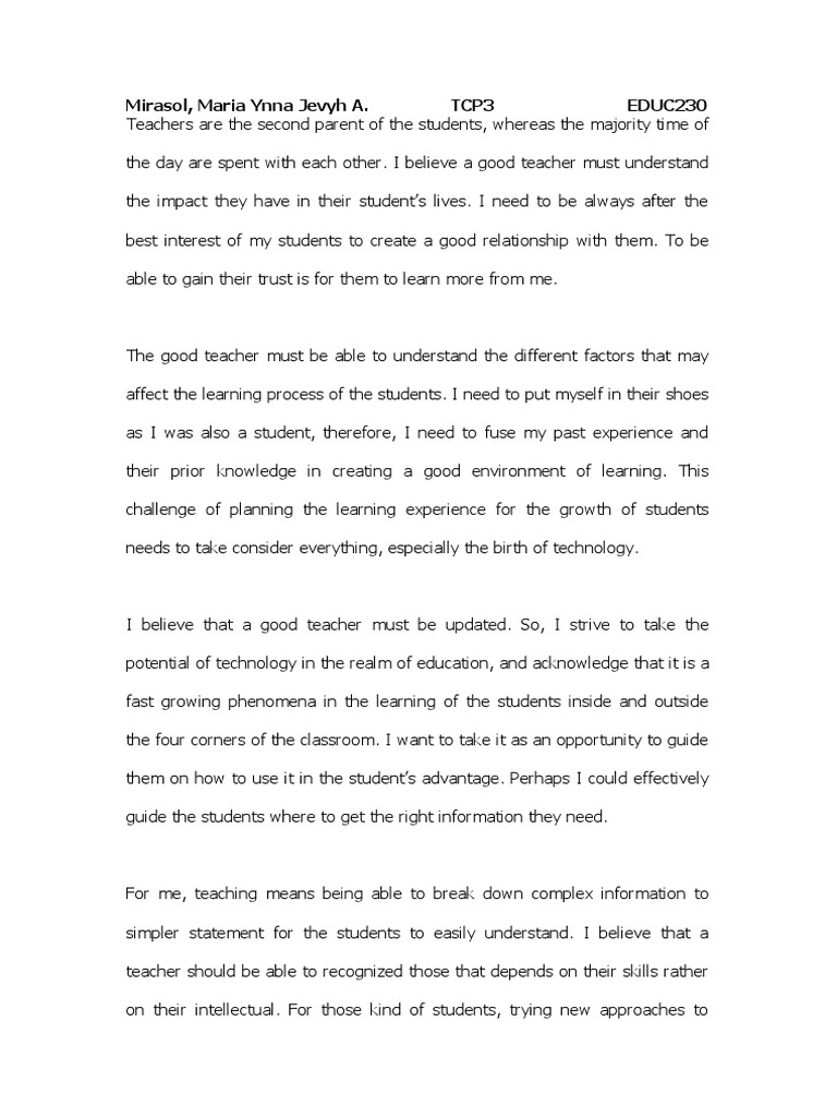 Teacher's Role in Student Growth | PDF | Teachers | Teaching Method