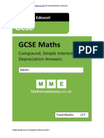 GCSE Maths Revision Compound and Simple Interest and Depreciation Answers