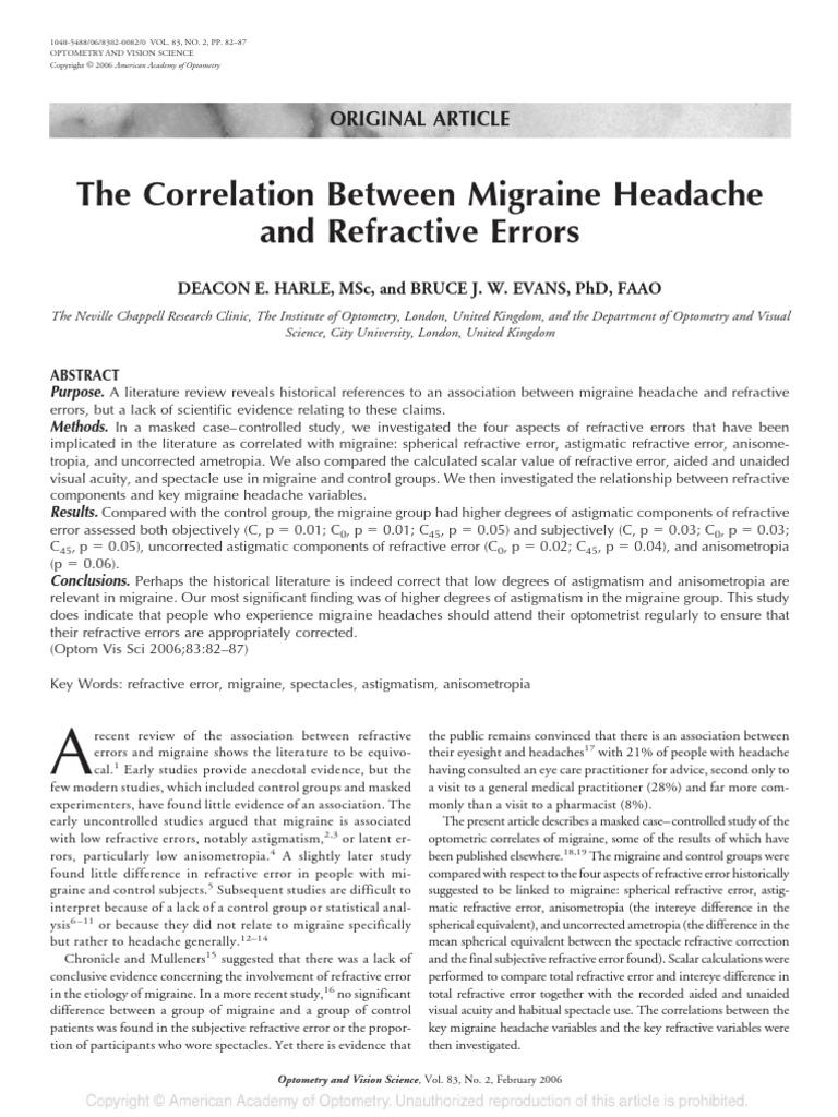 The Correlation Between Migraine Headache And.10 | PDF | Optometry ...