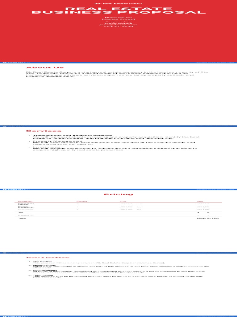 Real Estate Business Proposal Template PDF Property Management