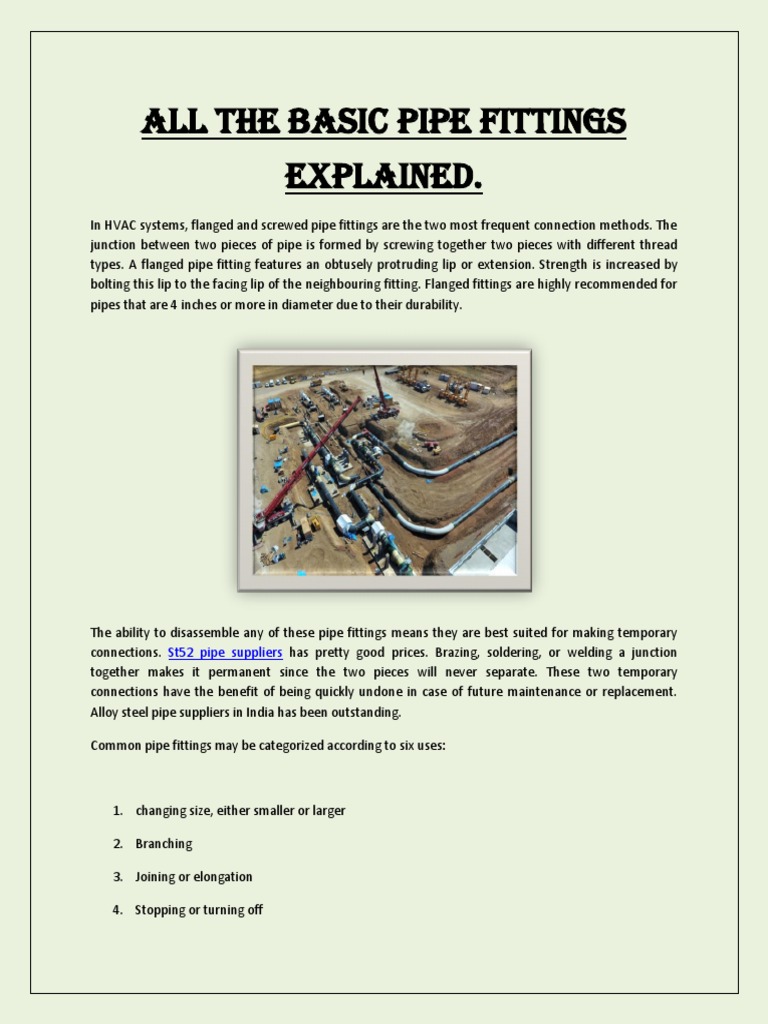 All The Basic Pipe Fittings Explained PDF Pipe (Fluid Conveyance) Equipment