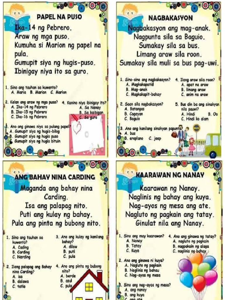 Pagbasa Sa Filipino (Comprehension) | PDF