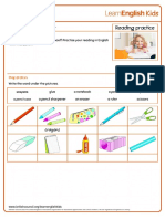 Reading Practice School Things Advert Worksheet