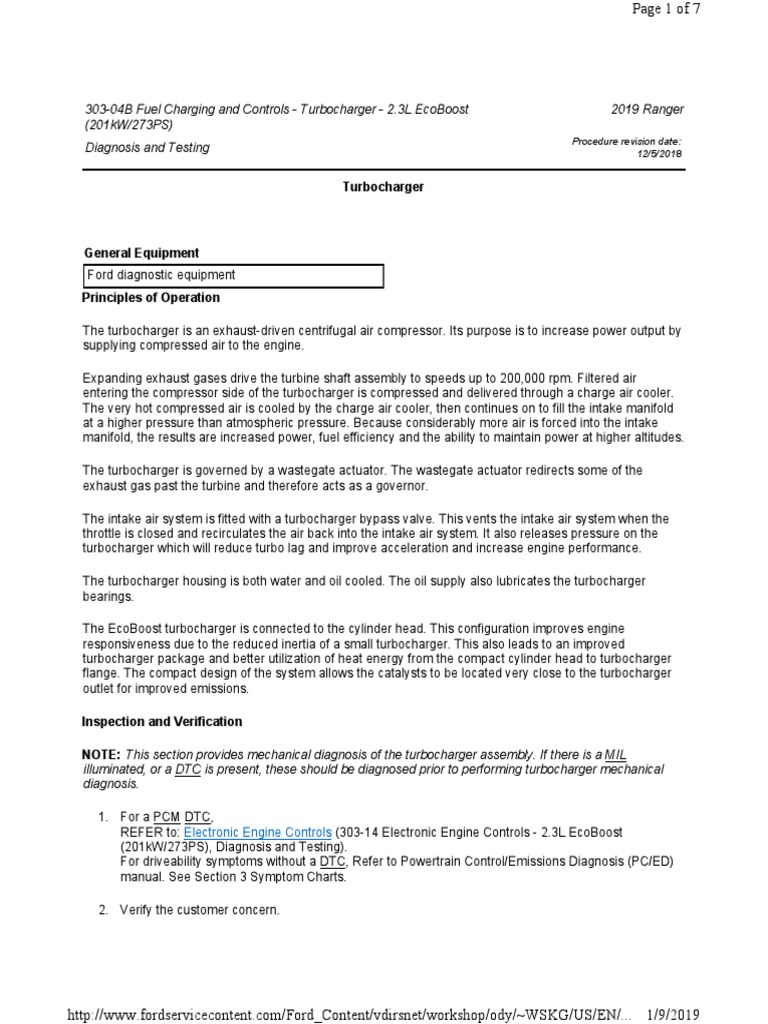 30304B Fuel Charging and Controls Turbocharger Diagnosis and Testing