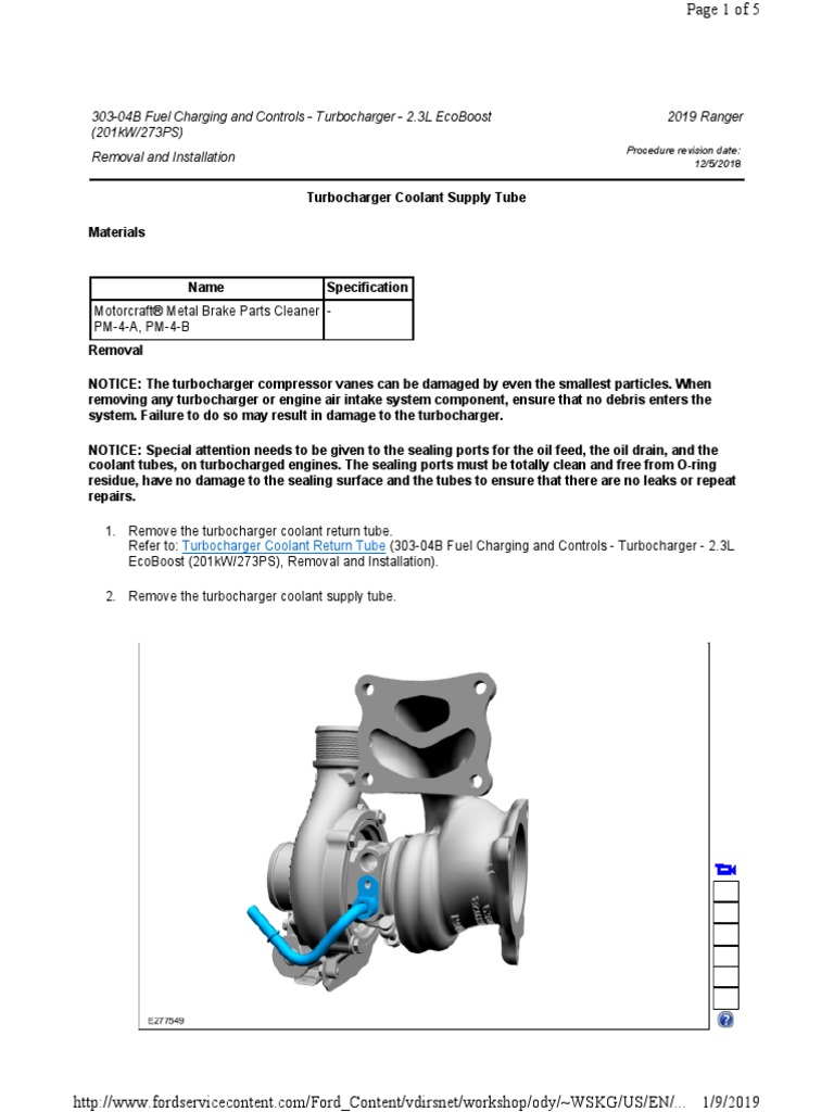 303-04B Fuel Charging and Controls Turbocharger - Removal and ...