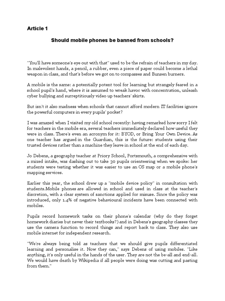 Article 1 - Handphone Ban | PDF | Teachers | Mobile Phones