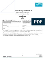 Commissioning Certificate Template