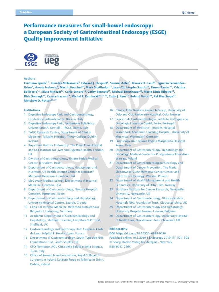 2019 Performance Measures For SmallBowel Endoscopy A European