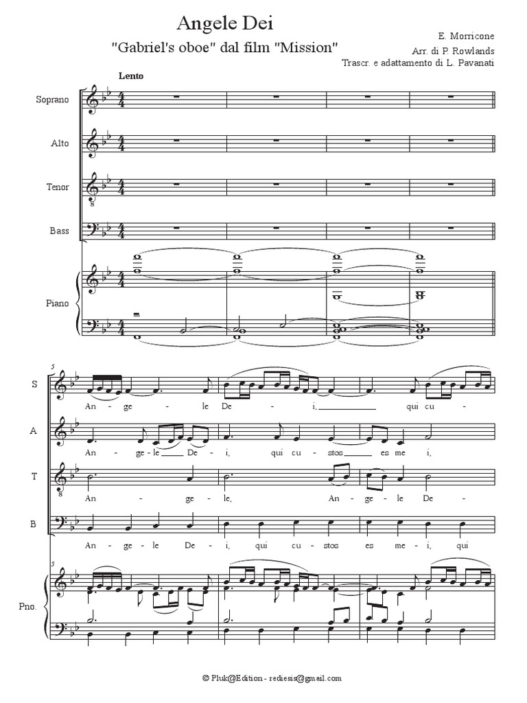 Angele Dei Gabriel's Oboe CORO+PIANO Arr P Rowlands revLP