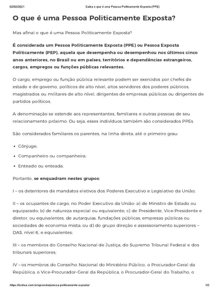 O que é uma Pessoa Politicamente Exposta? | PDF | Ministério ...