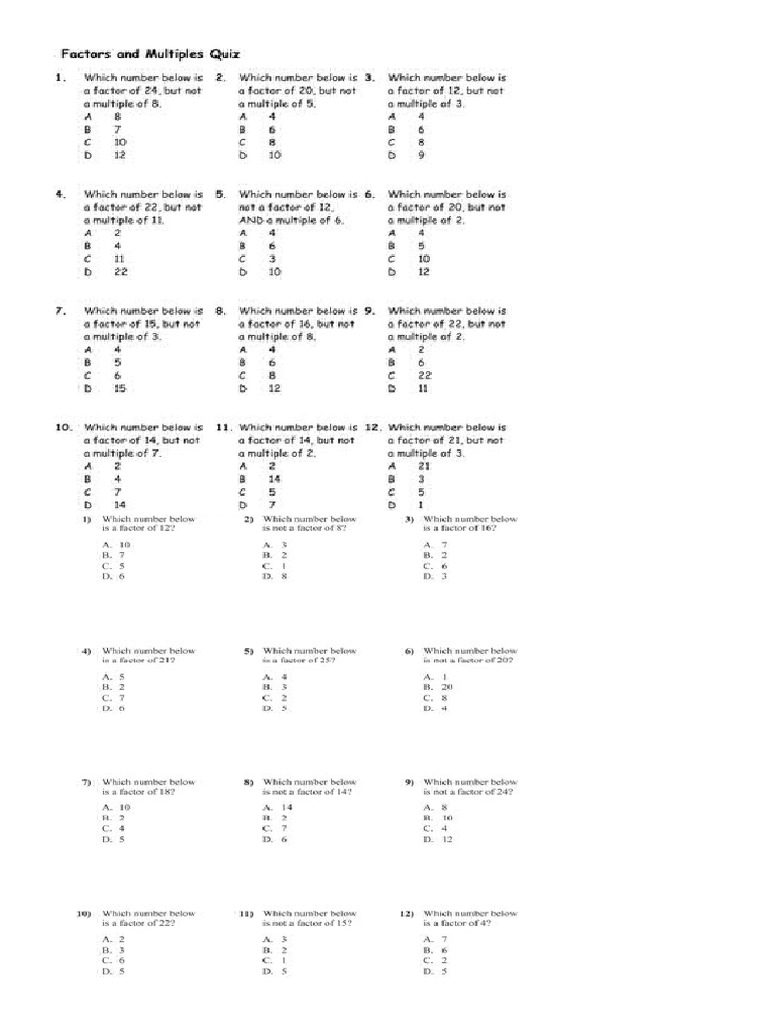 Factors and Multiple Grade 4 | PDF