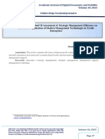 Improving The Method of Assessment of Strategic Management Efficiency On The Basis of Application of Modern Management Technologies in Textile Enterprises