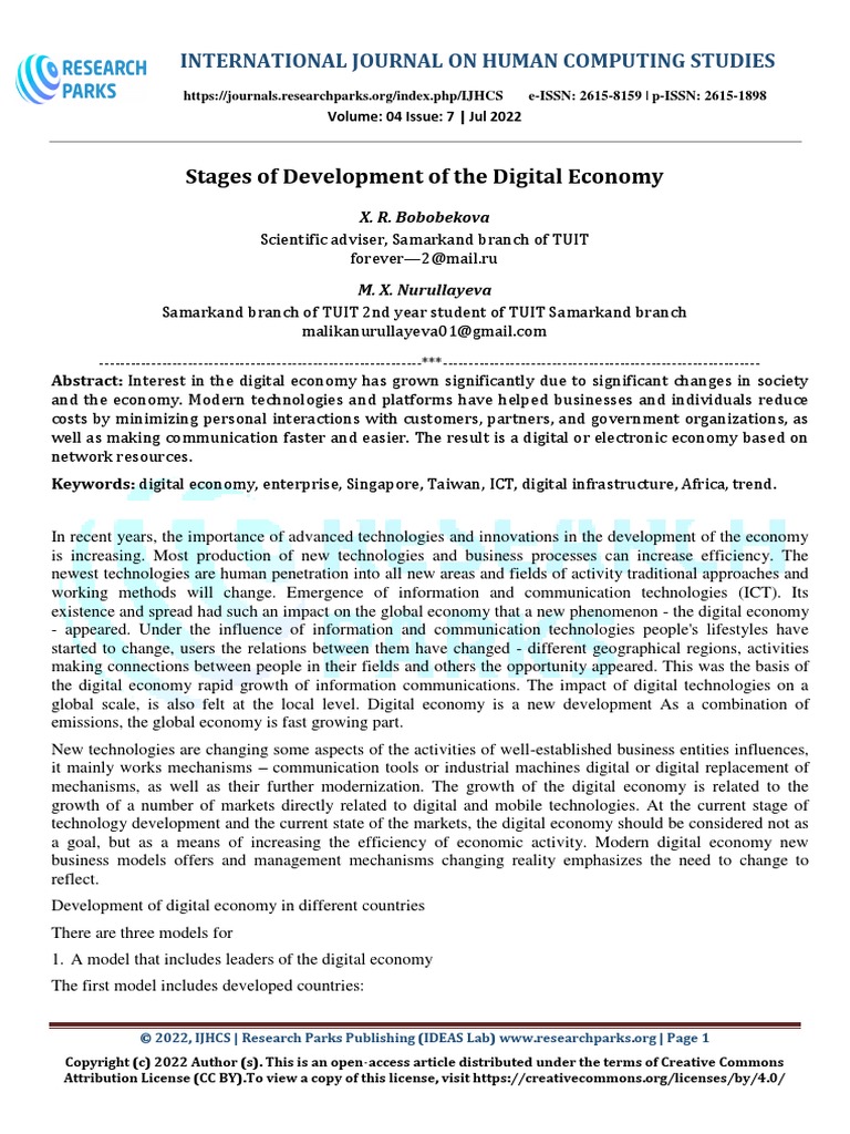Stages of Development of The Digital Economy PDF Information And