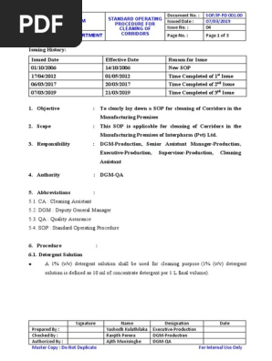 01 - 04.00 Sop for Cleaning Corridors
