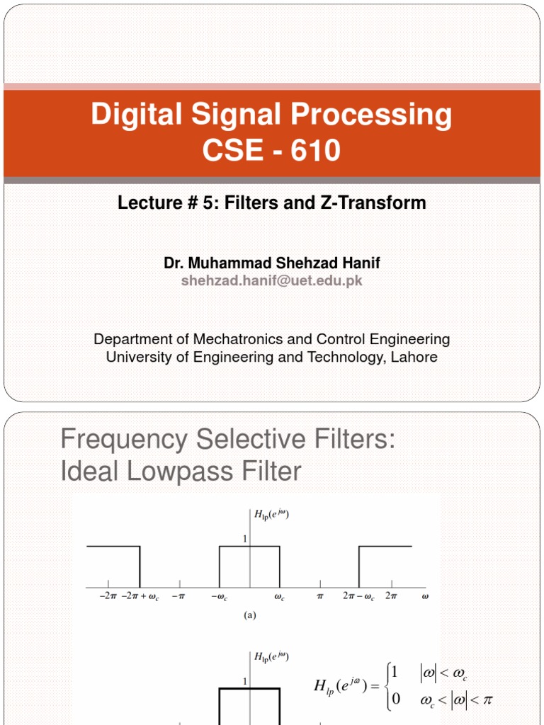 Digital Signal Processing Filters and ZTransform PDF Laplace