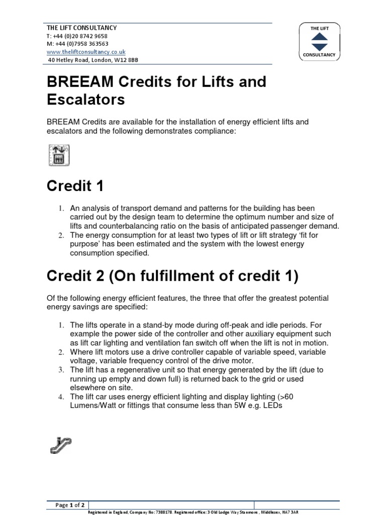 BREEAM Compliance for Lifts & Escalators | PDF