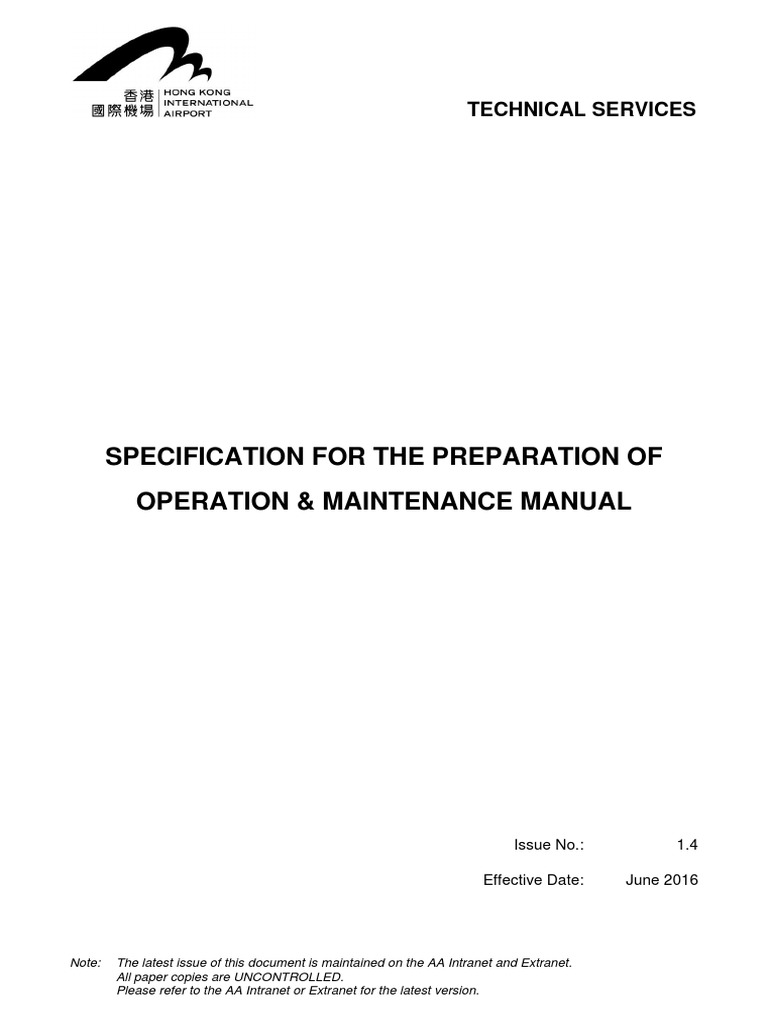 O&M+Manual+Specification+-+Issue+1 4 | PDF | Specification (Technical ...