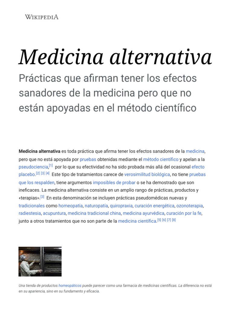 Medicina Alternativa Wikipedia, La Enciclopedia Libre PDF