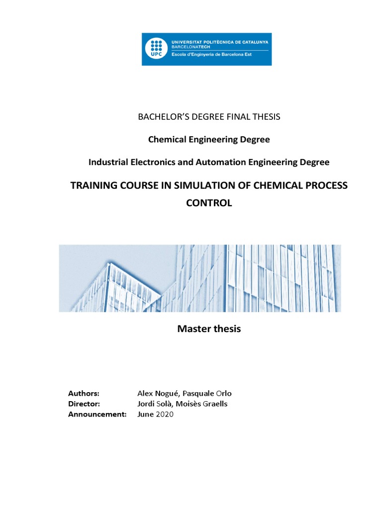 Training Course in Simulation of Chemical Process Control PDF