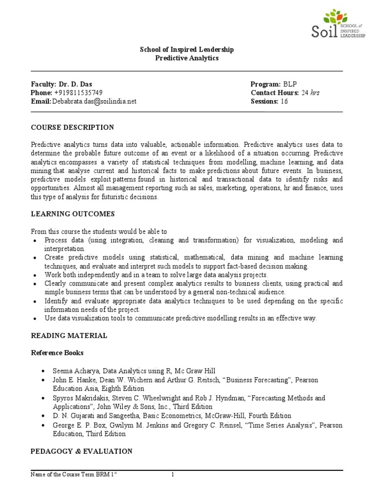 Predictive Analytics Course | PDF | Analytics | Predictive Analytics