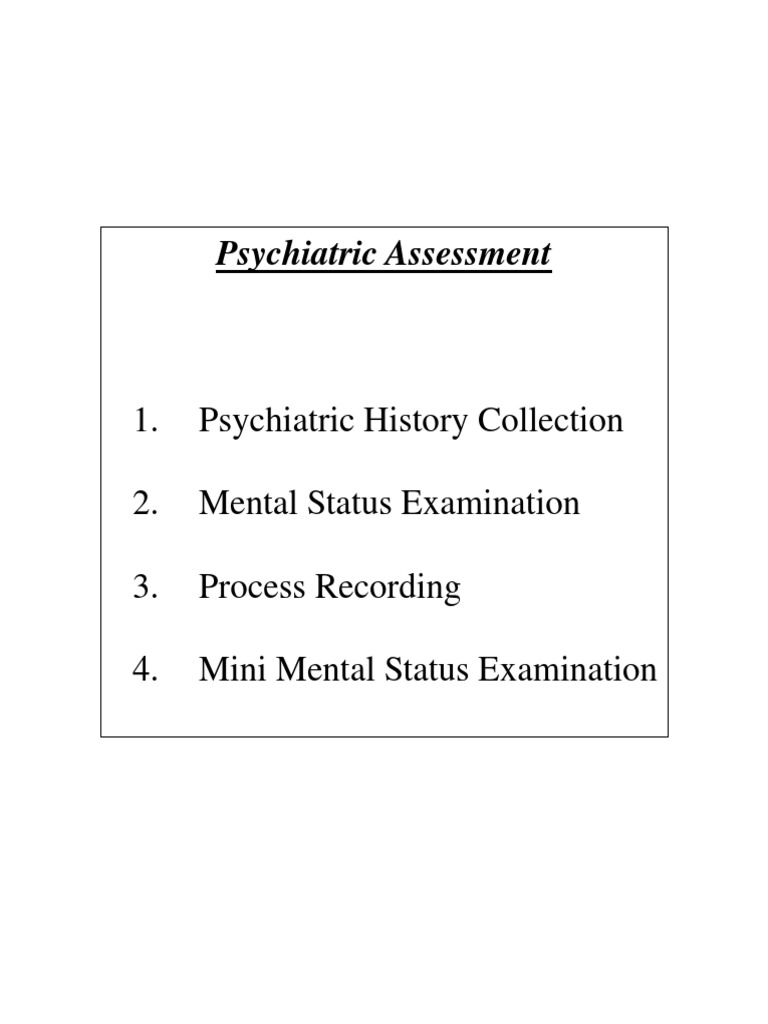 Psychiatric Assessment HC MSE PDF Psychiatry Psychology