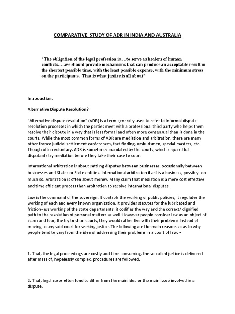 ALTERNATIVE DISPUTE RESOLUTION IN INDIA PDF intelligence overview