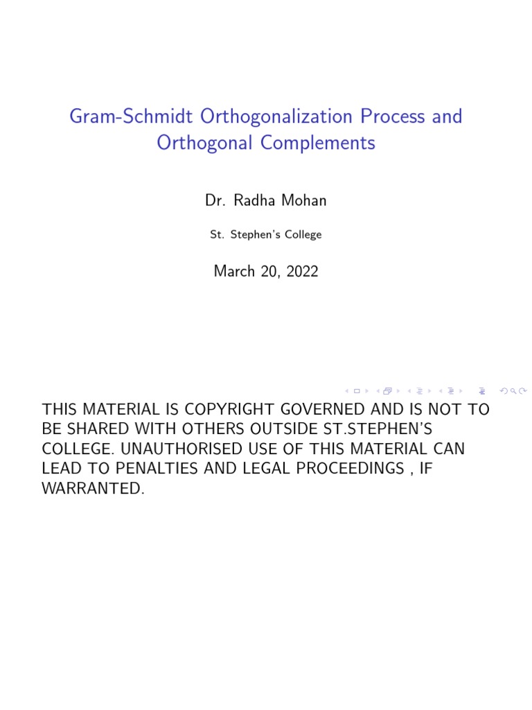 Gram Schmidt Linear Algebra