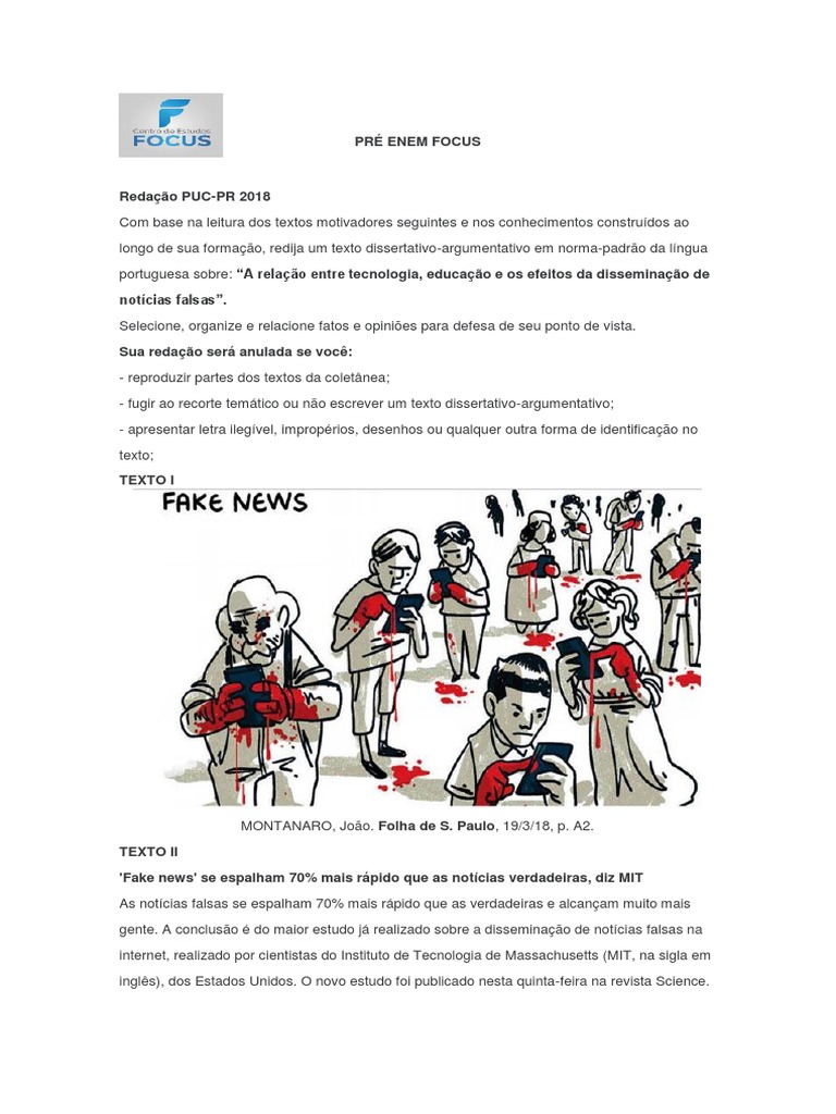 Fake News - Redação Pré Enem Focus | PDF | Comunicação