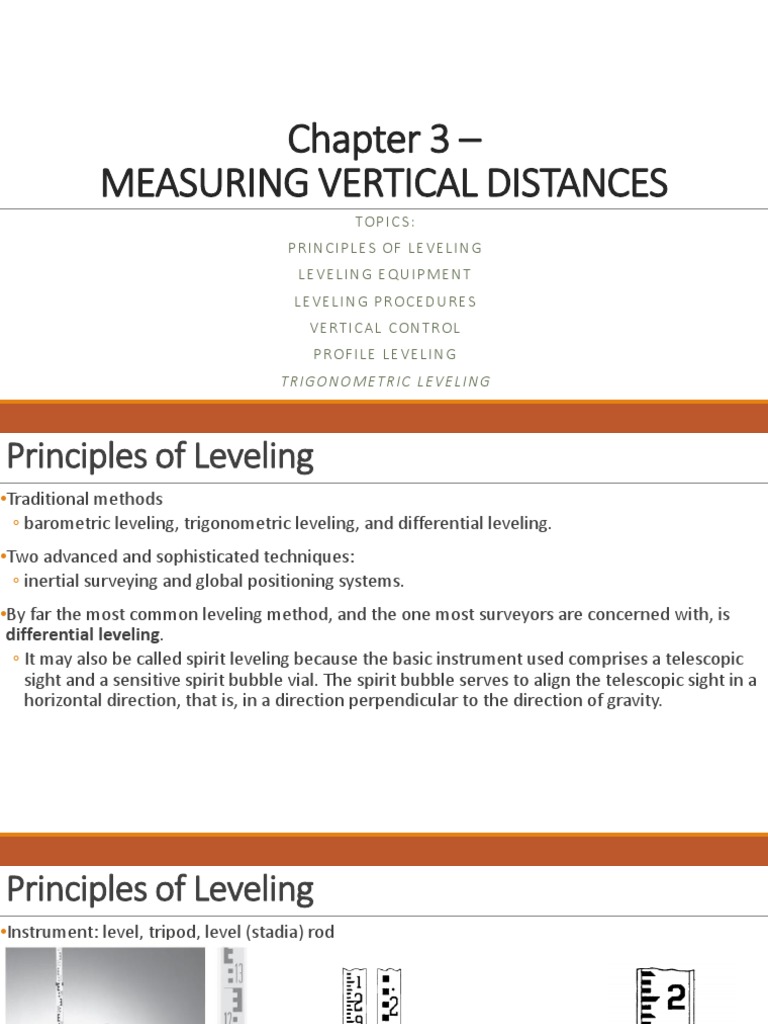 Chapter 3 - Measuring Vertical Distances 1 | PDF | Surveying | Geodesy
