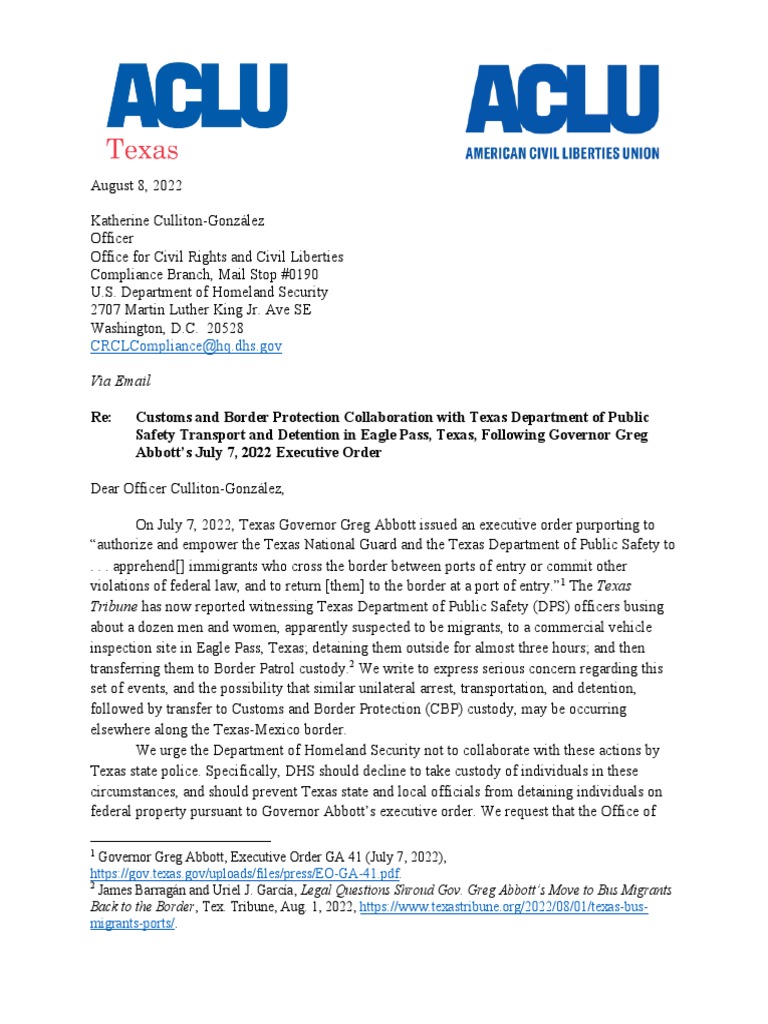 ACLU Complaint PDF U.S. Customs And Border Protection United