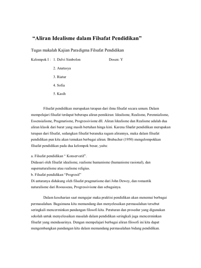 Aliran Idealisme Dalam Filsafat Pendidikan