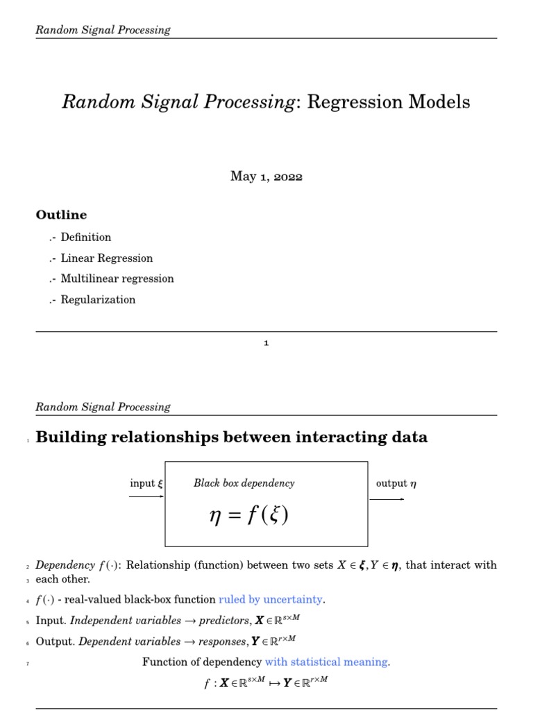 Random Signal Processing Regression Models PDF Errors And