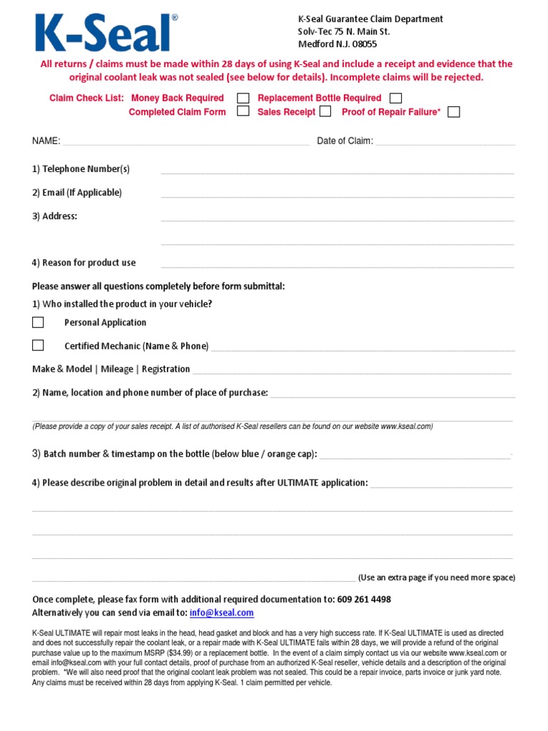 K-Seal Ultimate Claim Process | PDF | Receipt