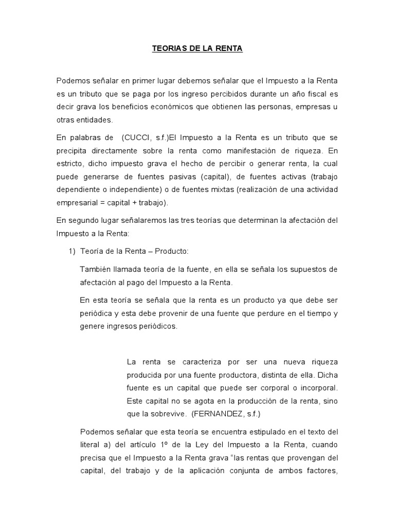 Teorías del Impuesto a la Renta | PDF | Impuesto sobre la renta | Impuestos