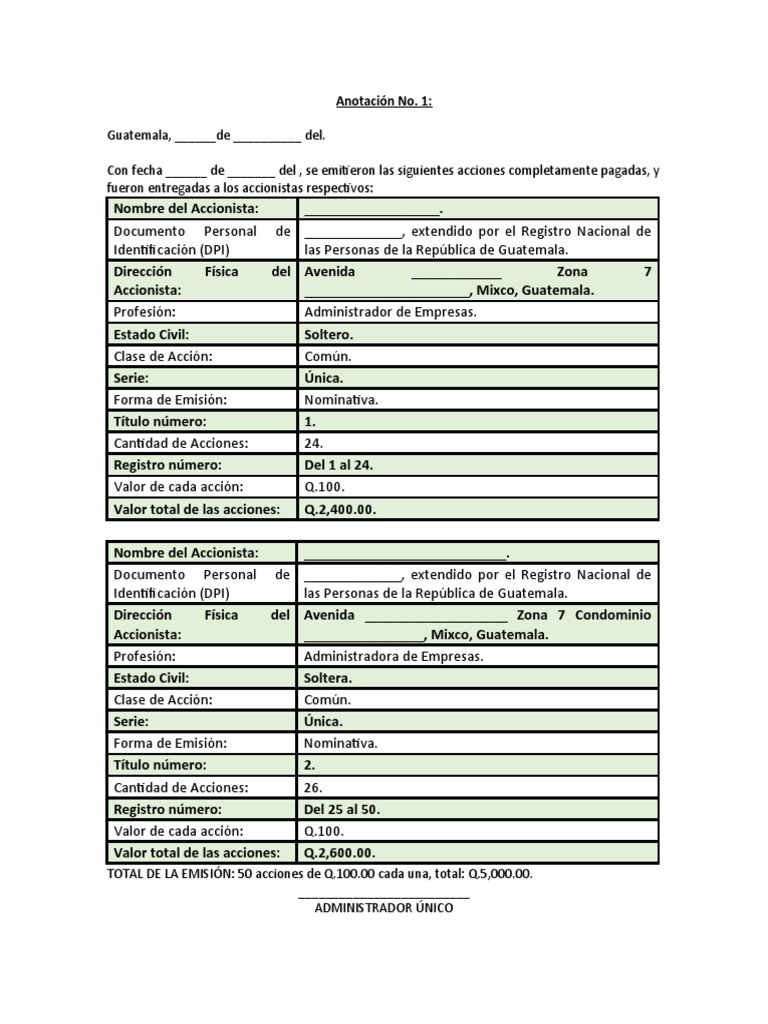 Libro de registro de accionistas pdf