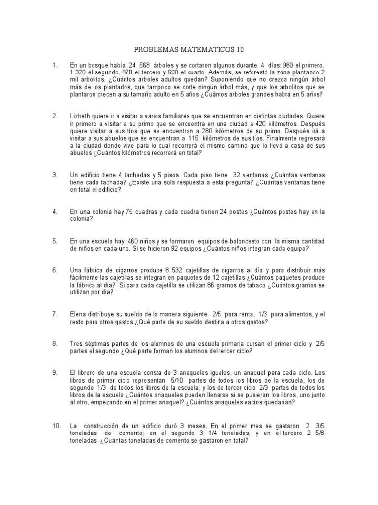Problemas Matematicos 10 | PDF