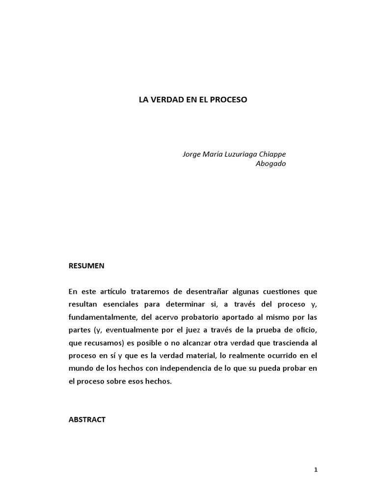 La Verdad en El Proceso PDF Verdad Evidencia (ley)