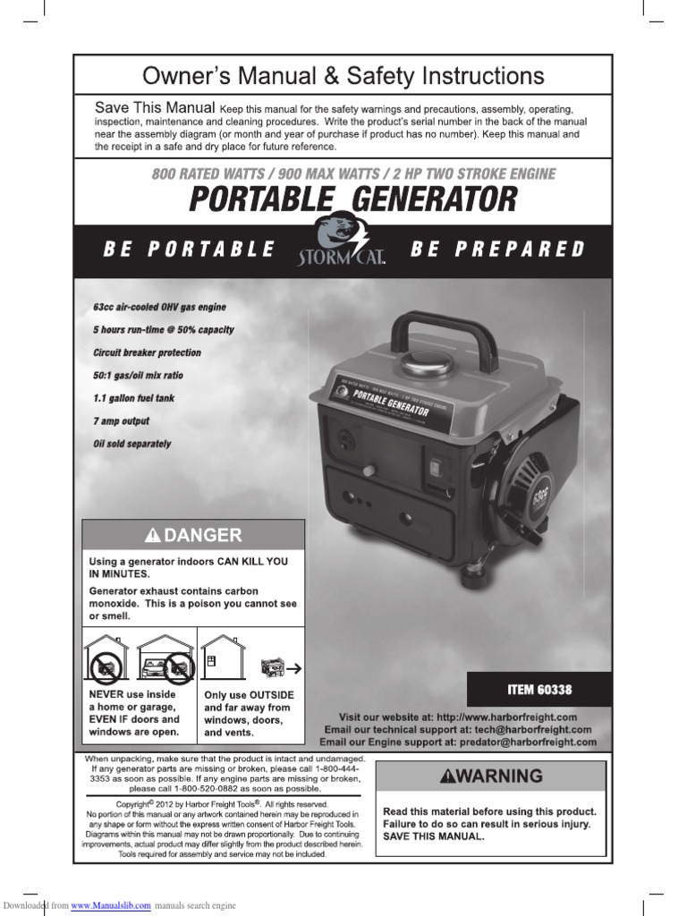 Storm Cat Generator Safety Manual | PDF | Gasoline | Electric Power