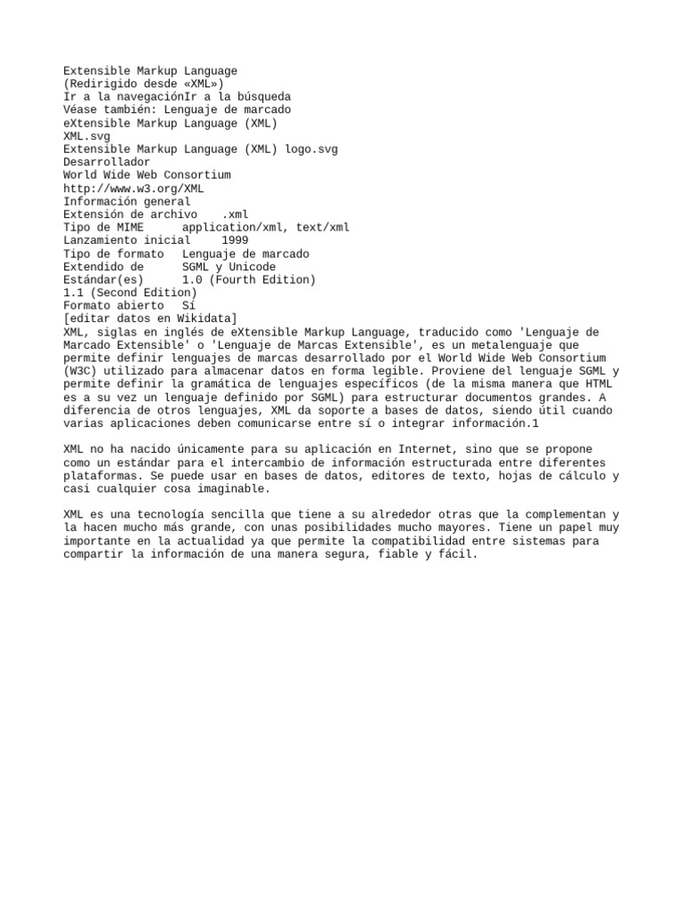 Extensible Markup Language | PDF | Artes del Lenguaje y Comunicación ...