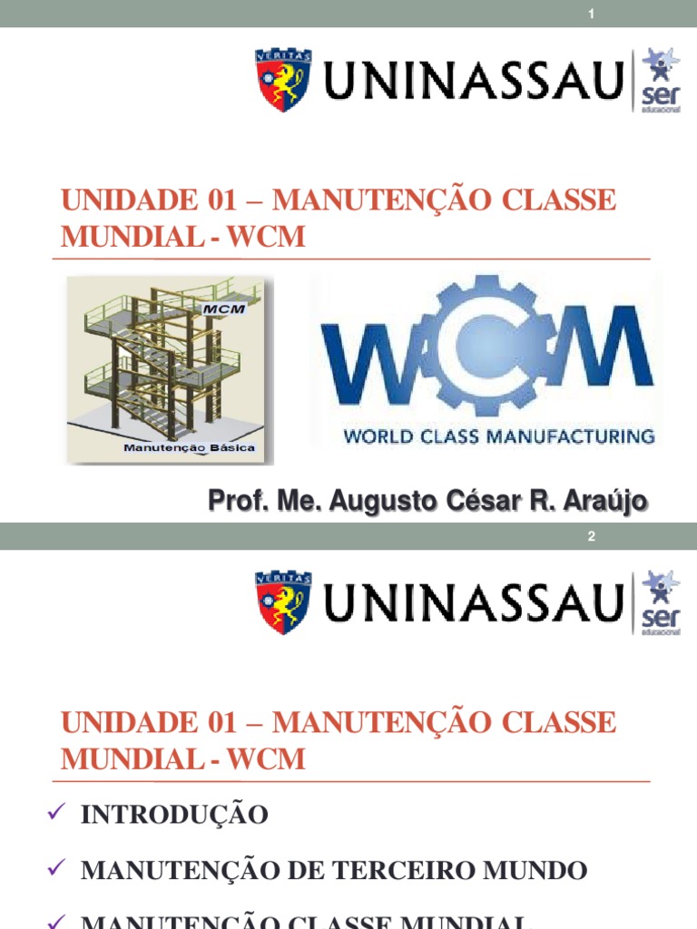 Unidade 01 - Manutenção Classe Mundial, PDF, Economias