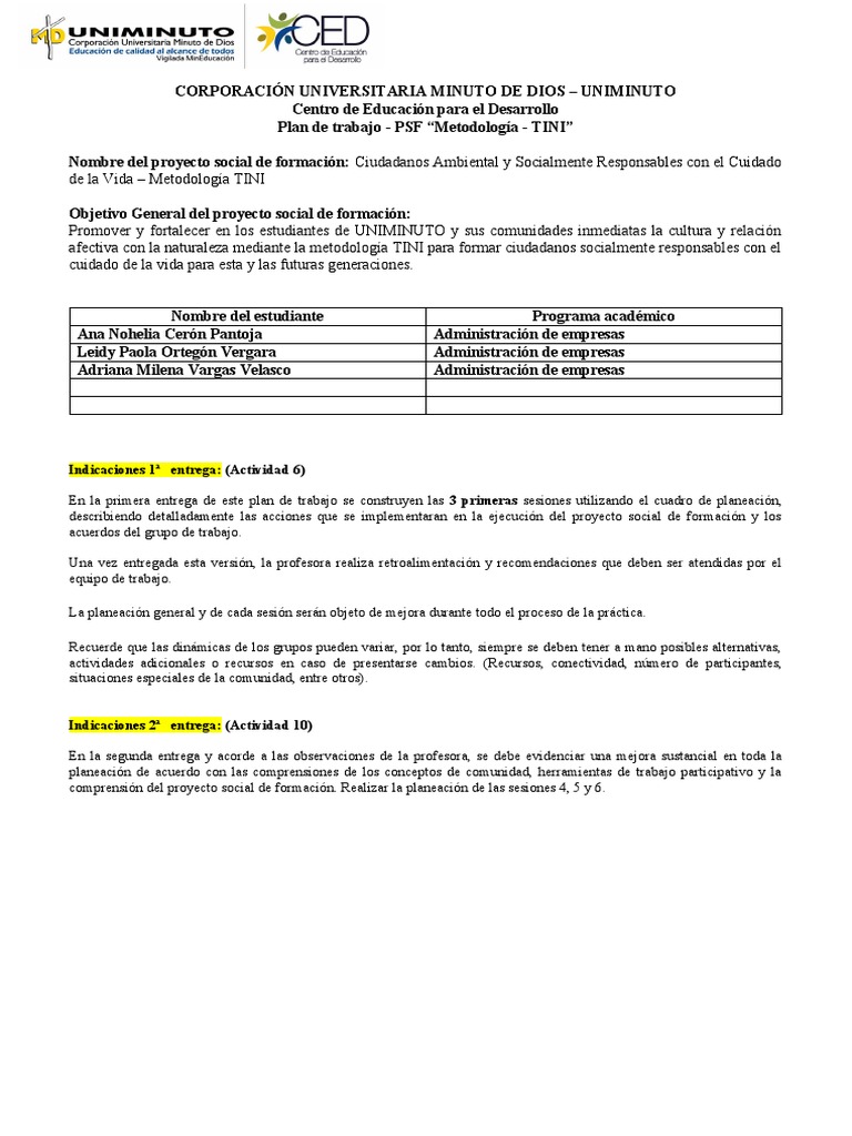 Actividad 10 - Tini | PDF | Entorno natural | Planificación