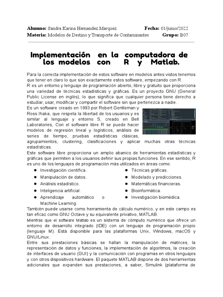R y Matlab | PDF | Matlab | Informática