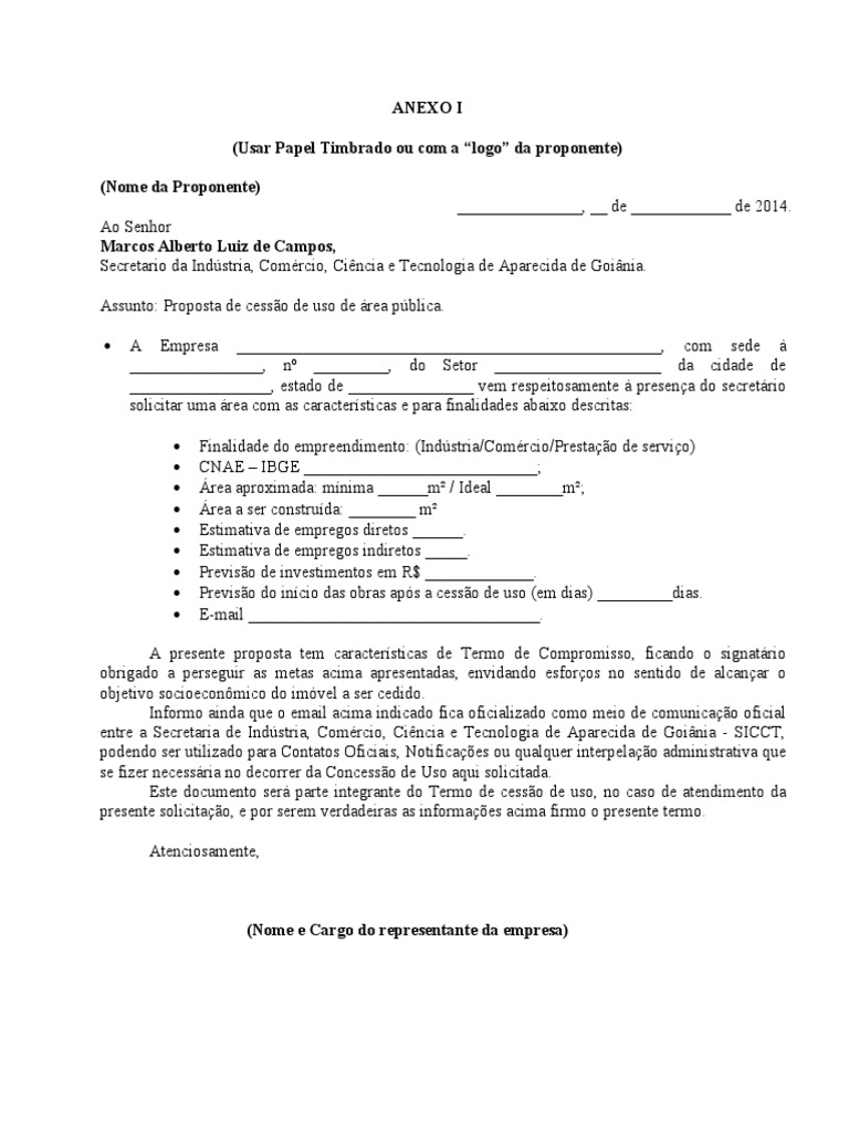 Anexo I - Modelo de Proposta | PDF