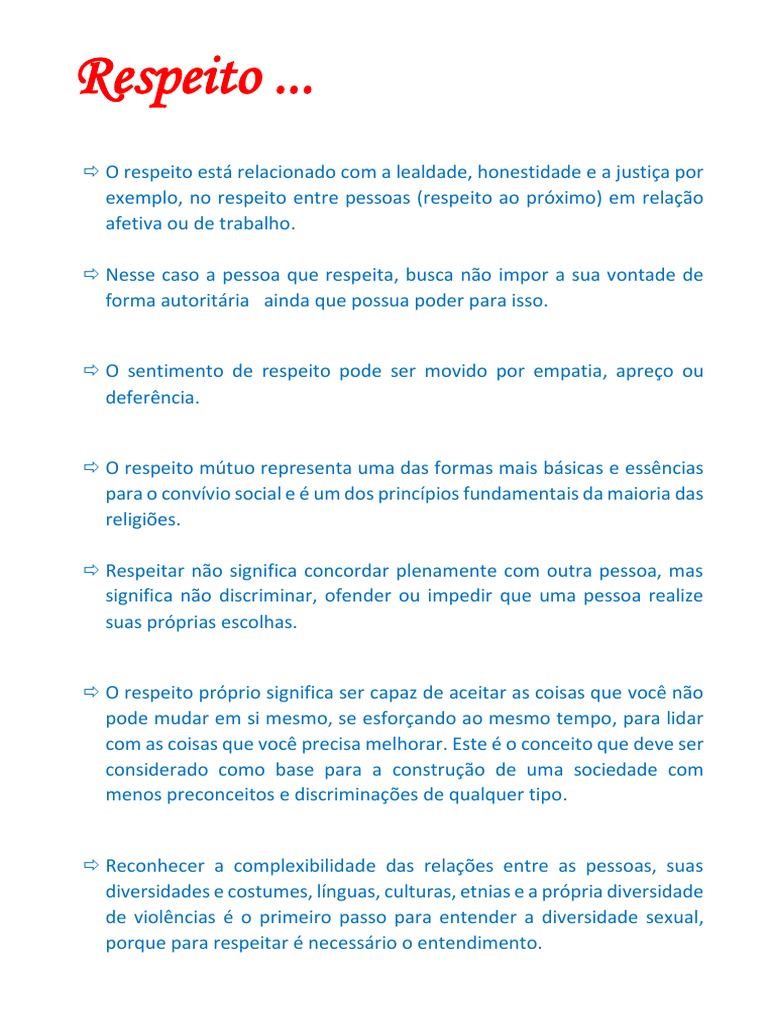 Significado e Importância do Respeito | PDF | Ciências Sociais