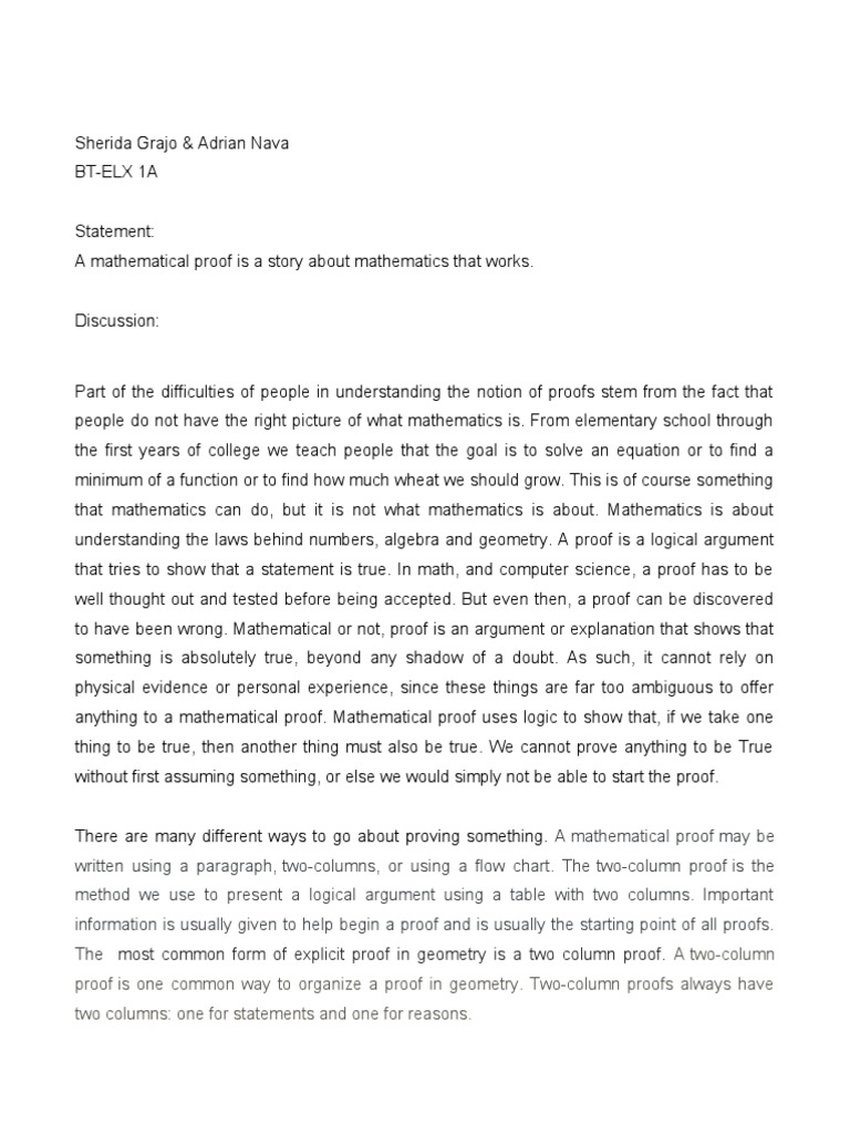 Mathematical Proof Pdf Mathematical Proof Mathematics