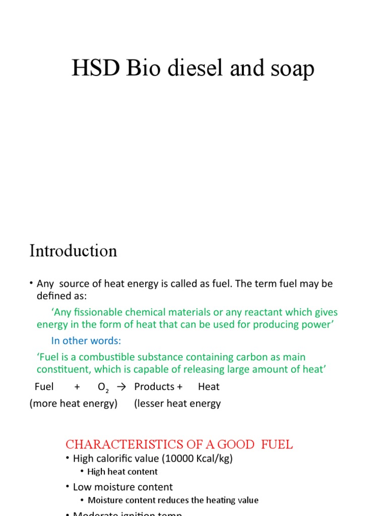 HSD Bio Diesel and Soap PDF Diesel Fuel Combustion