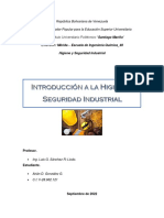 Introducción A La Higiene y Seguridad Industrial - Arián González - Primer Corte 20%