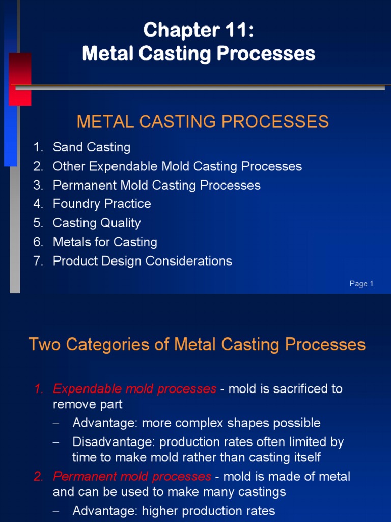 Chapter 11Metal Casting Processes PDF Casting (Metalworking) Foundry