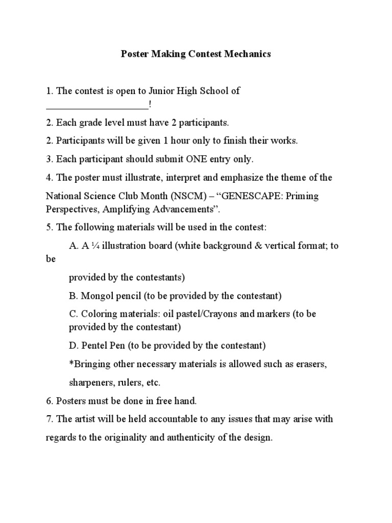 Poster making contest criteria and mechanics pdf